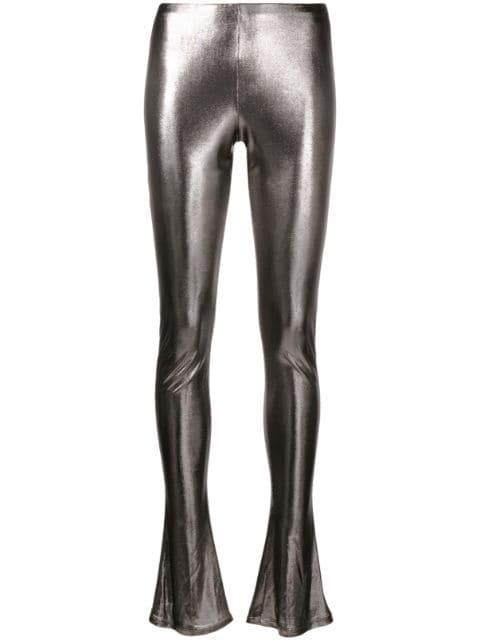 laminated-finish high-waisted trousers by BLUMARINE