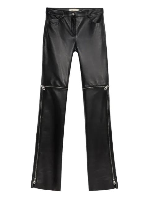 leather zip-detail trousers by BLUMARINE
