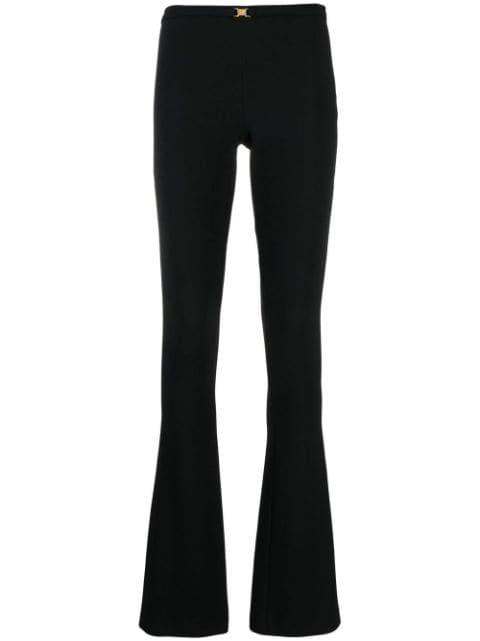 logo-buckle flared trousers by BLUMARINE