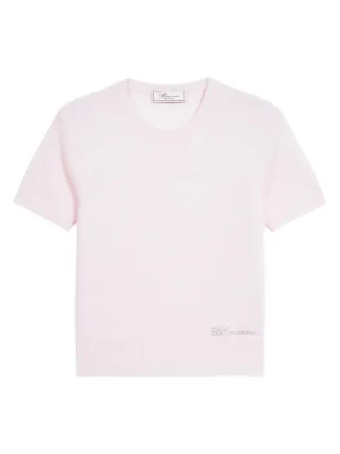 logo-embroidered round-neck T-shirt by BLUMARINE