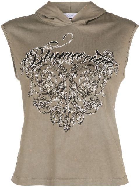 logo-print hoodied tank top by BLUMARINE