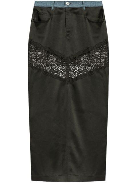 long straight skirt with lace insert by BLUMARINE