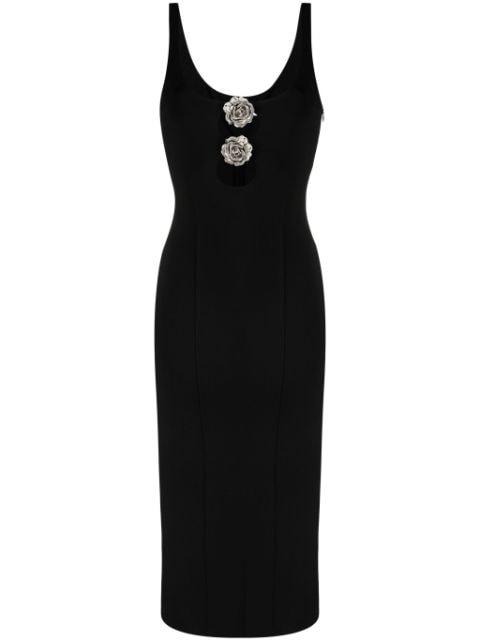 metallic floral-appliqué midi dress by BLUMARINE