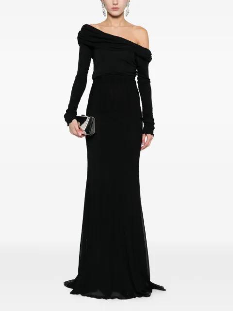 off-shoulder long-sleeve maxi dress by BLUMARINE