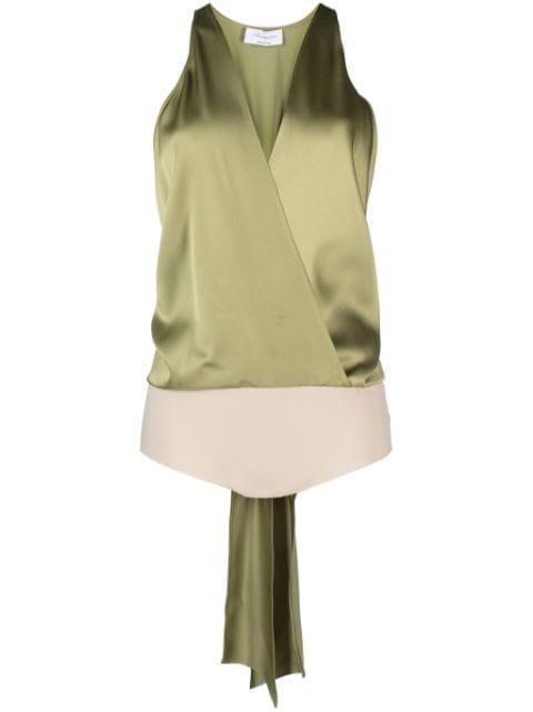 plunging V-neck satin-finish body by BLUMARINE