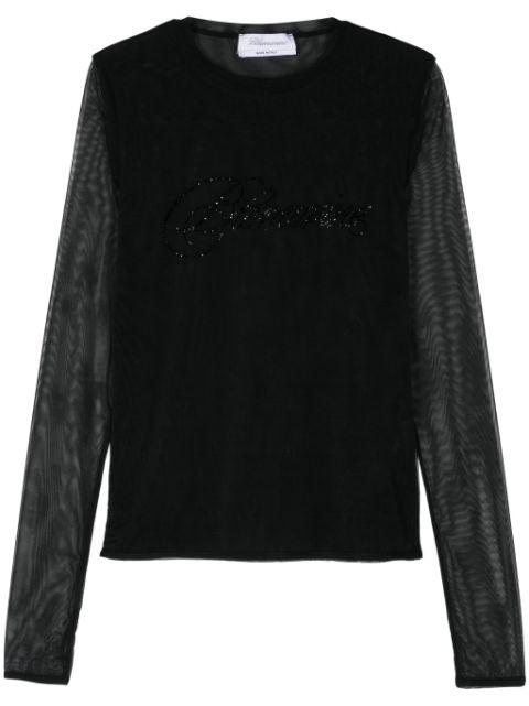 rhinestone-logo T-shirt by BLUMARINE