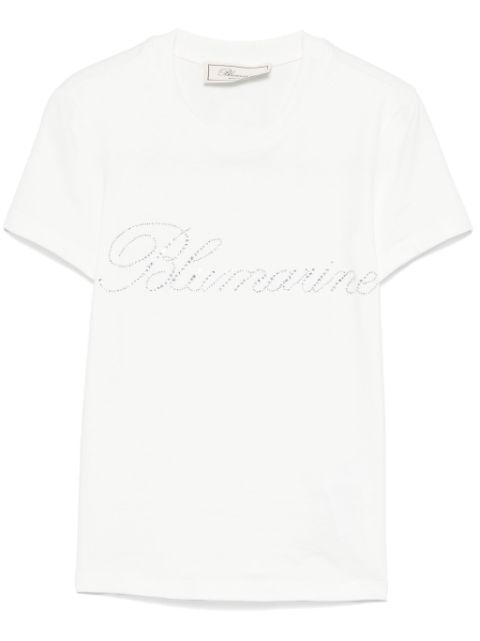 rhinestone-logo T-shirt by BLUMARINE