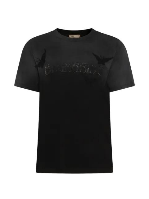rhinestone-logo butterfly-appliqué T-shirt by BLUMARINE