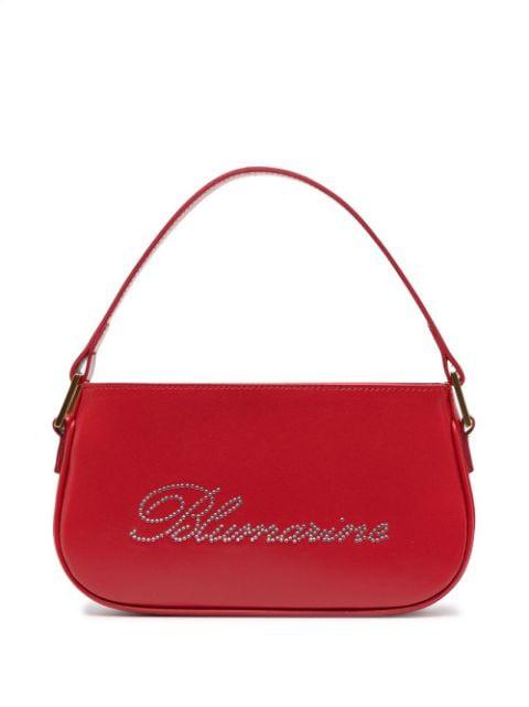 rhinestone-logo leather shoulder bag by BLUMARINE