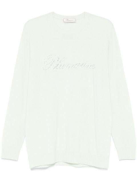 rhinestone-logo sweater by BLUMARINE