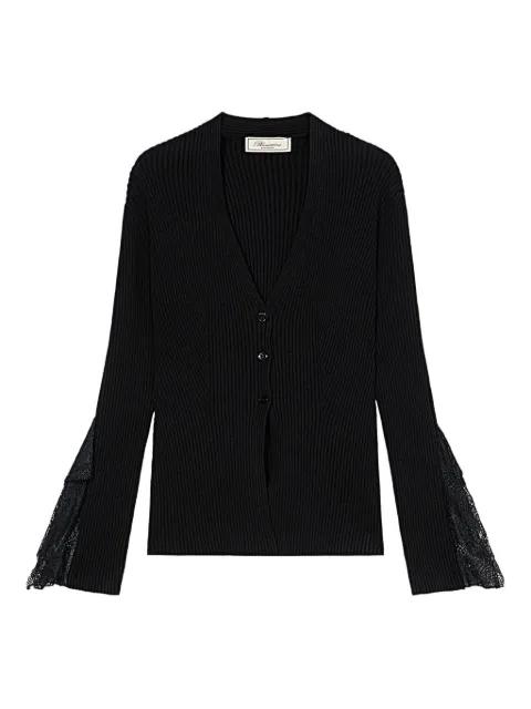 ribbed lace-trimmed cardigan by BLUMARINE
