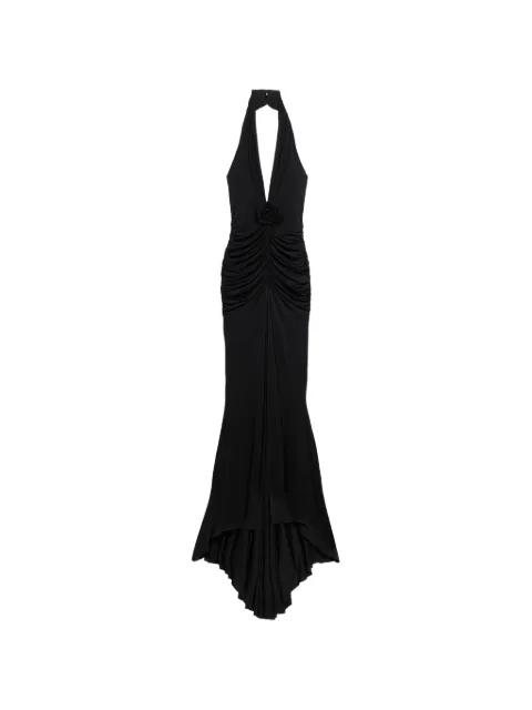 rose-appliqué halterneck maxi dress by BLUMARINE