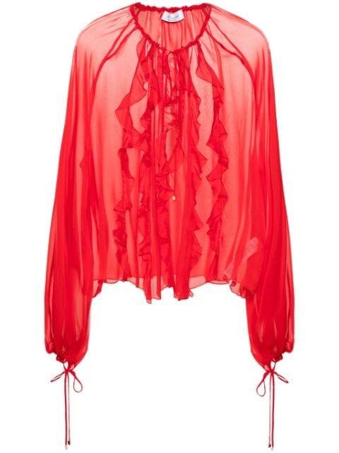 ruffle-detail silk blouse by BLUMARINE