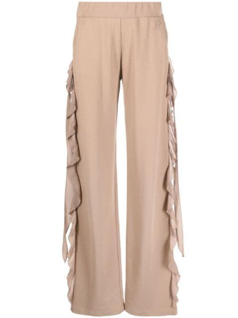 ruffled-trim wide-leg trousers by BLUMARINE