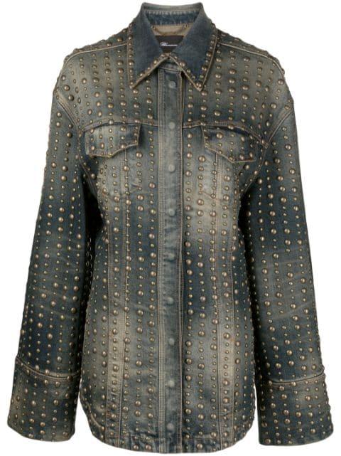 stud-design old-washed denim jacket by BLUMARINE stud-design old-washed denim jacket by BLUMARINE