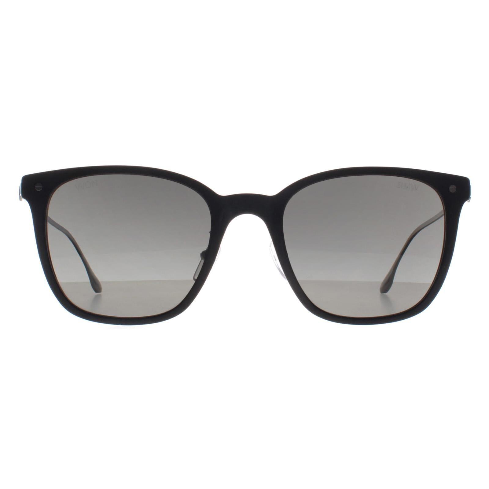 Square Matte Black  Smoke Polarized BW0008 Sunglasses by BMW