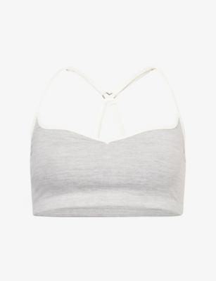 Soft Active Sweetheart-Neck Contrast Sports Bra by BO+TEE