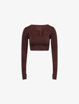 Square-Neck Stretch-Woven Crop Top by BO+TEE