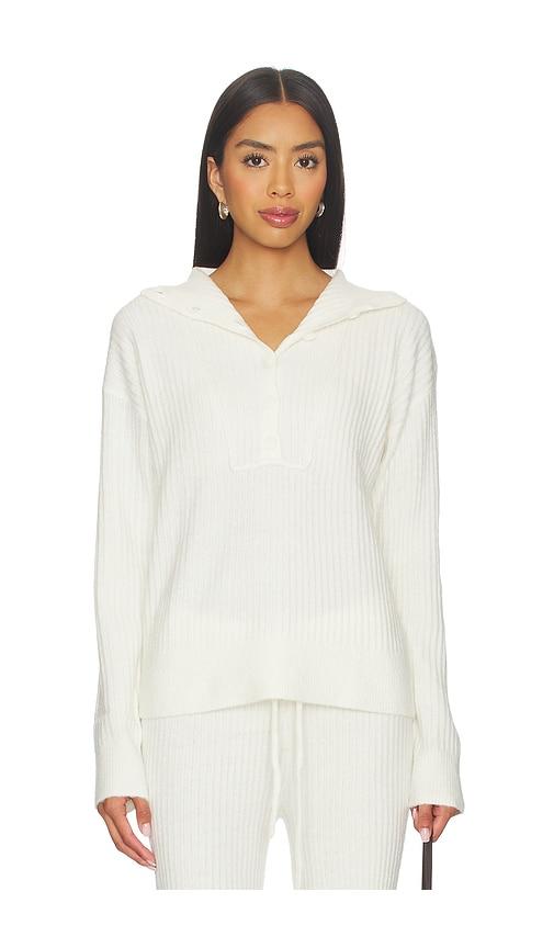 Bobi Button Funnel Neck Sweater in Cream by BOBI