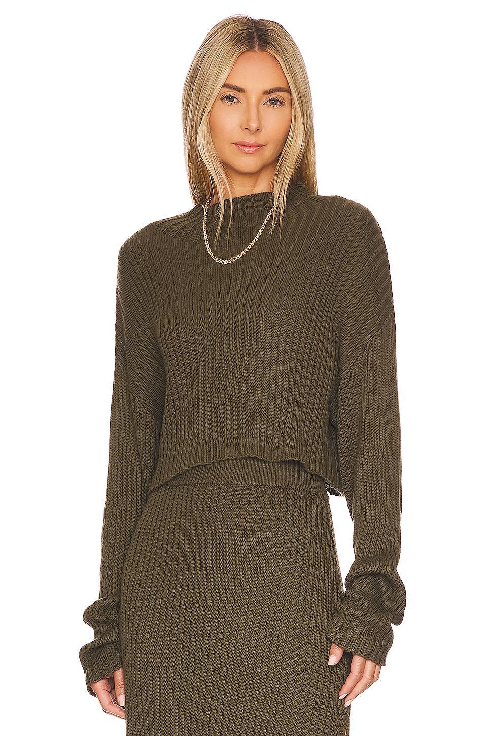 Bobi Cropped Pullover in Olive by BOBI