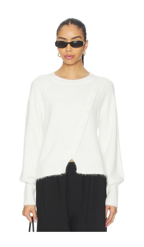 Bobi Diagonal Placket Sweater in White by BOBI
