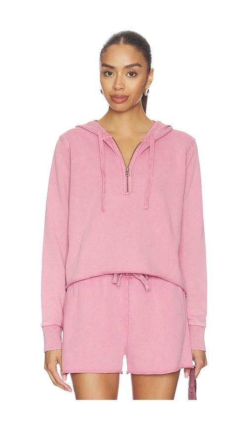 Bobi Half Zip Crop Hoodie in Rose by BOBI