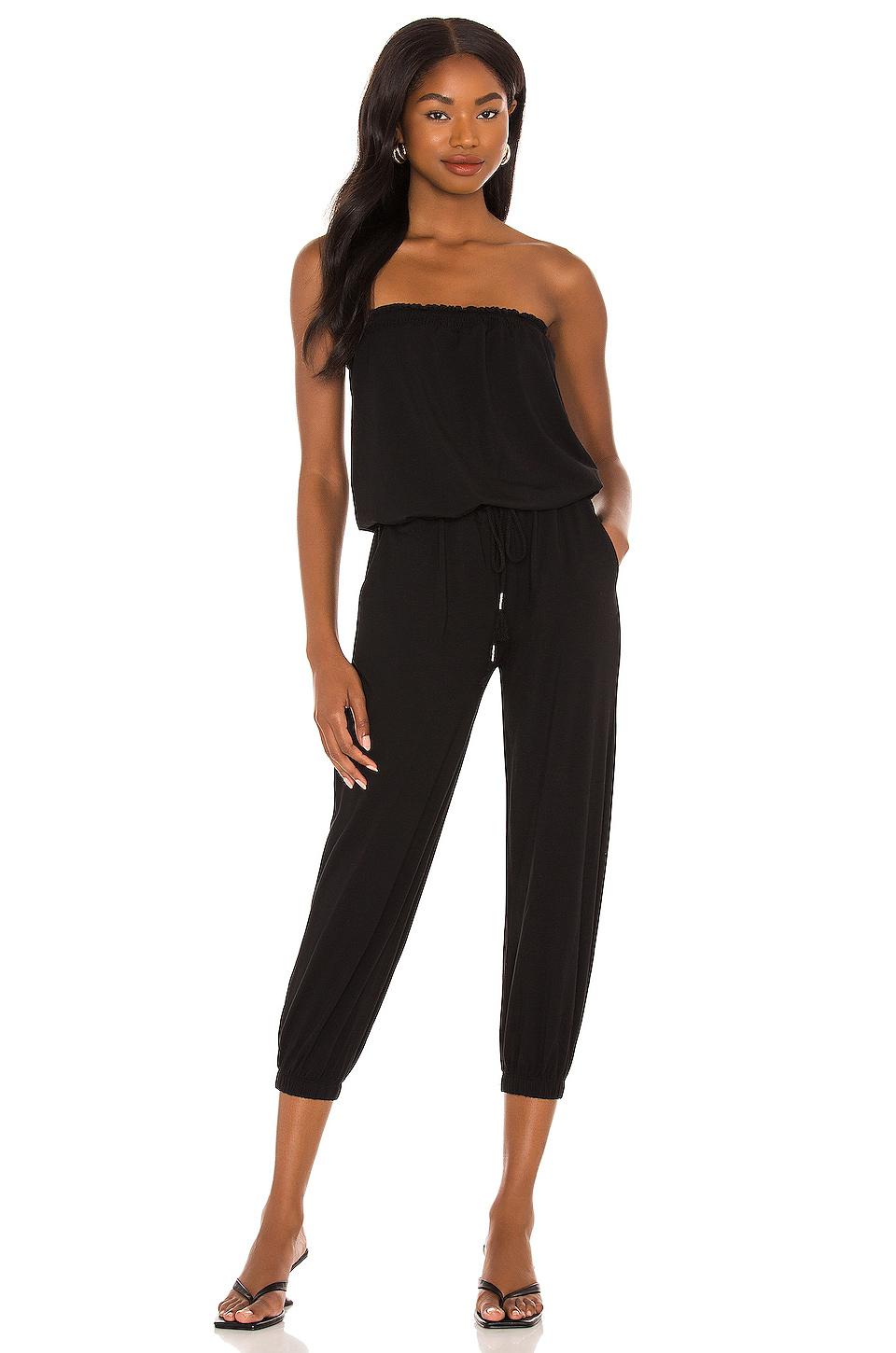 Bobi Jersey Strapless Jumpsuit in Black by BOBI