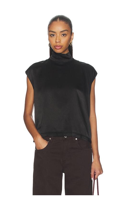 Bobi Mock Neck Muscle Tee in Black by BOBI