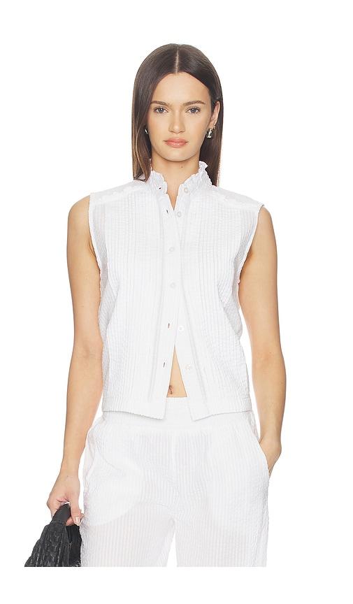 Bobi Pintuck Sleeveless Top in White by BOBI