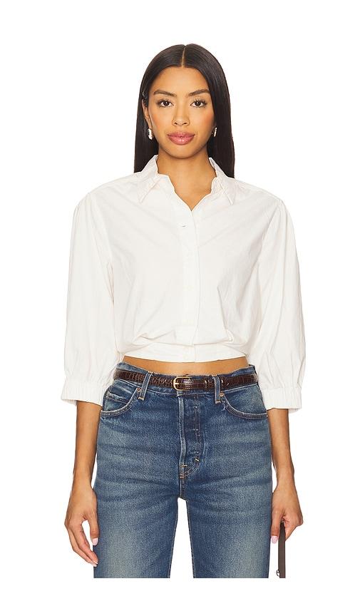 Bobi Puff Sleeve Cropped Top in White by BOBI