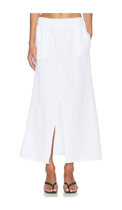 Bobi Split Front Maxi Skirt in White by BOBI