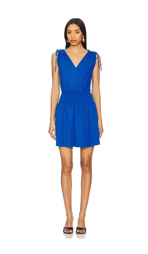 Bobi Surplice Smocked Waist Dress in Royal by BOBI