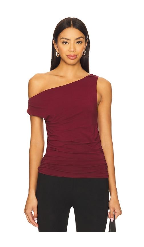Bobi Twist Off The Shoulder Top in Burgundy by BOBI