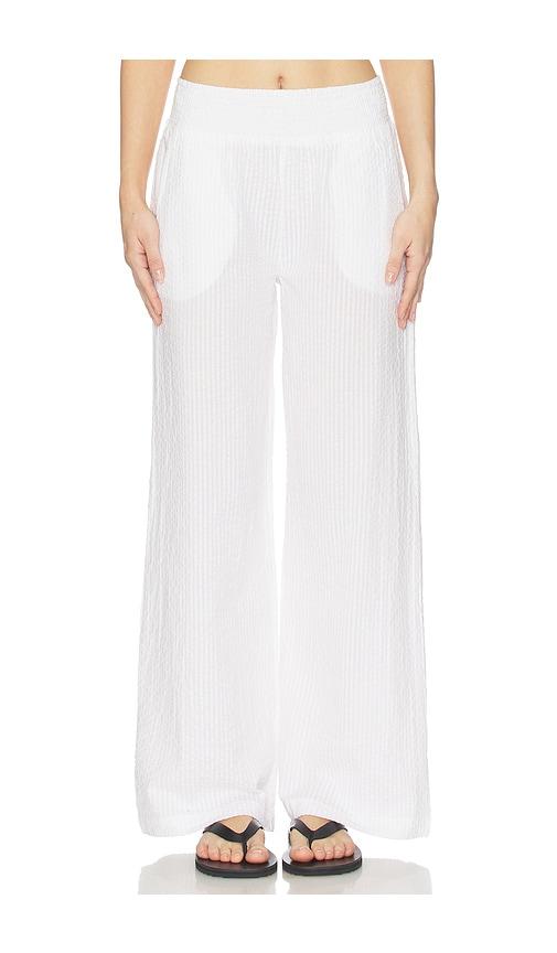 Bobi Wide Leg Pant Smocked in White by BOBI