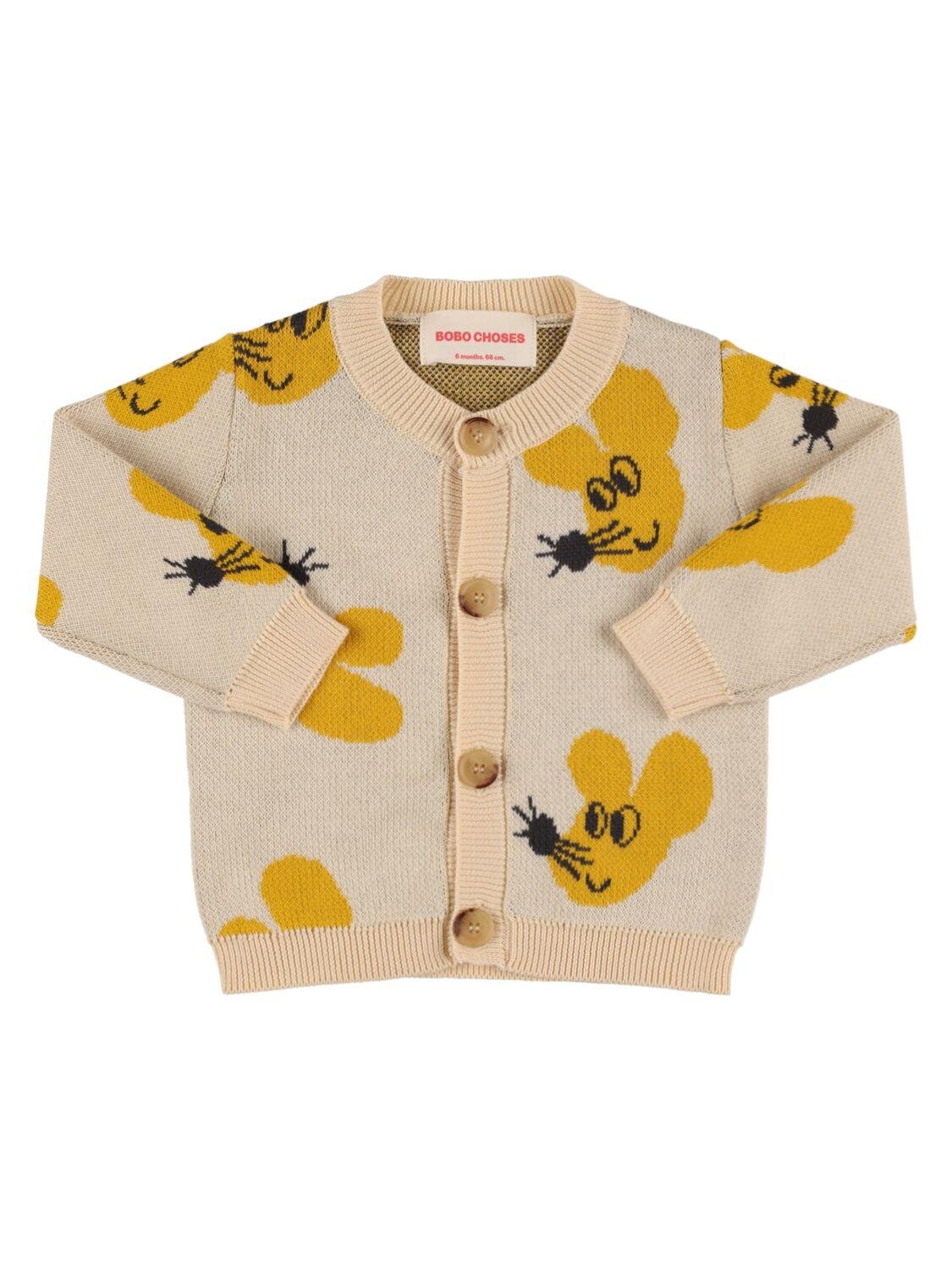 Mouse Print Cotton Knit Cardigan by BOBO CHOSES