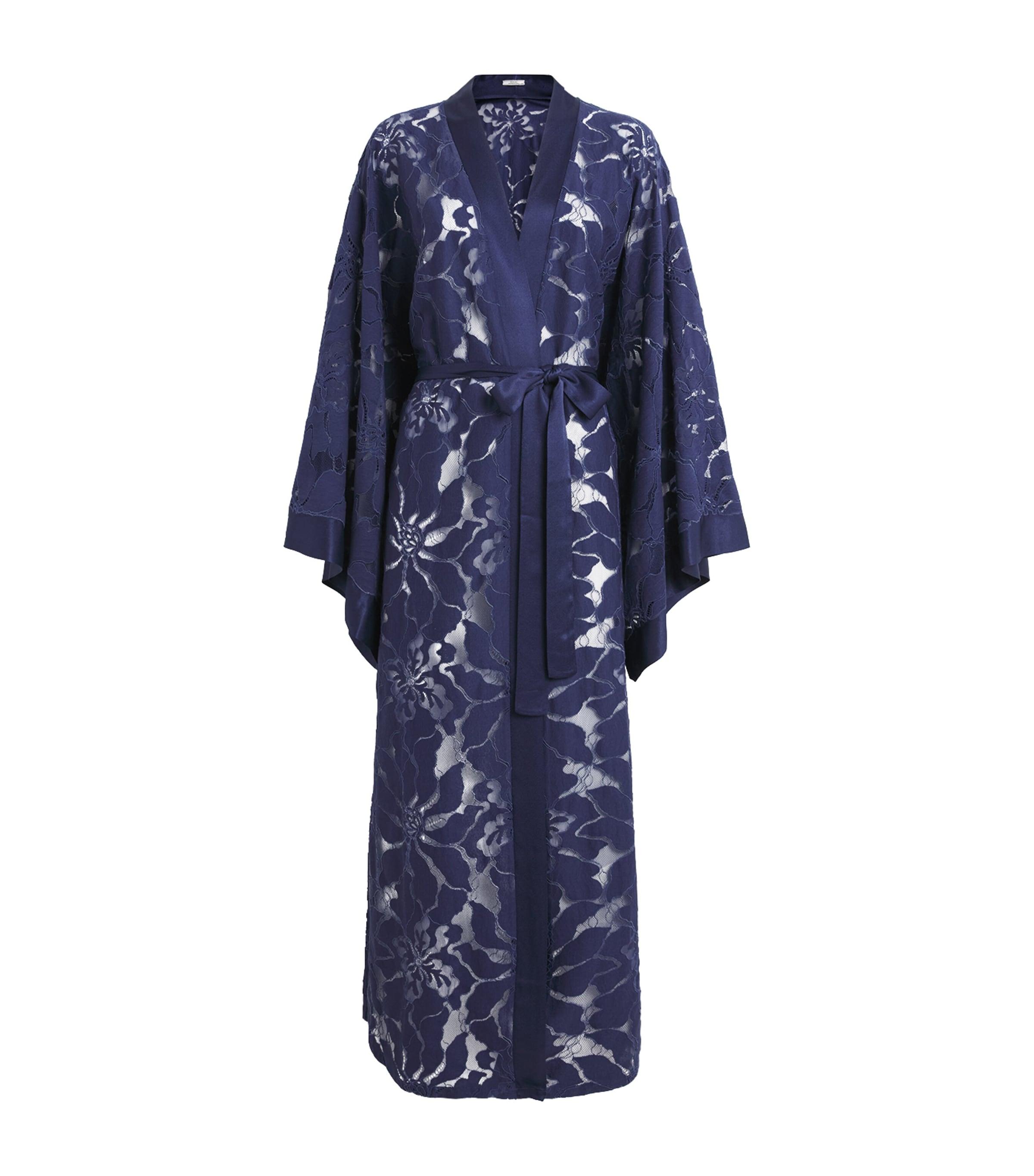 Bocan Satin Lace-Trim Clematis Robe by BOCAN