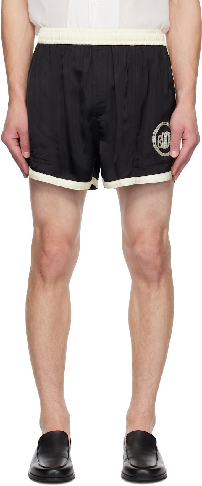 Black Satin Gym Shorts by BODE