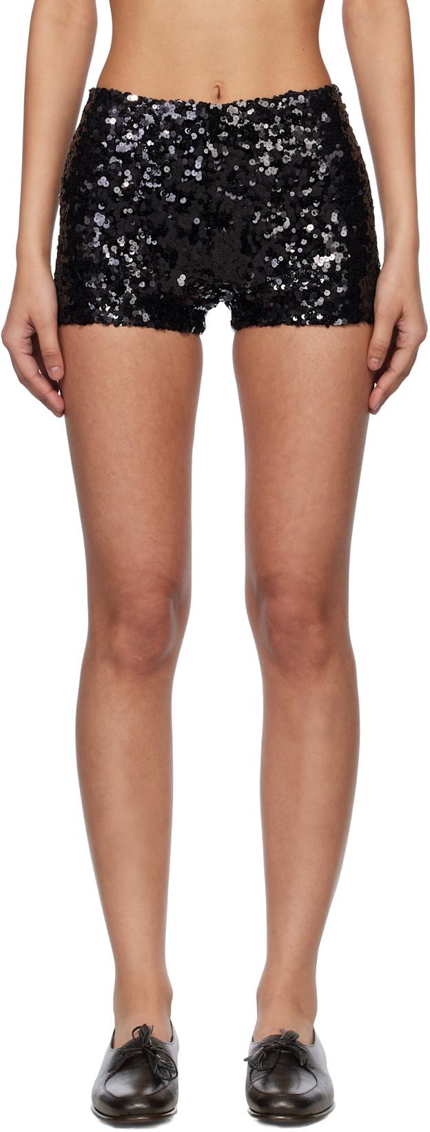 Black Sequin Club Shorts by BODE