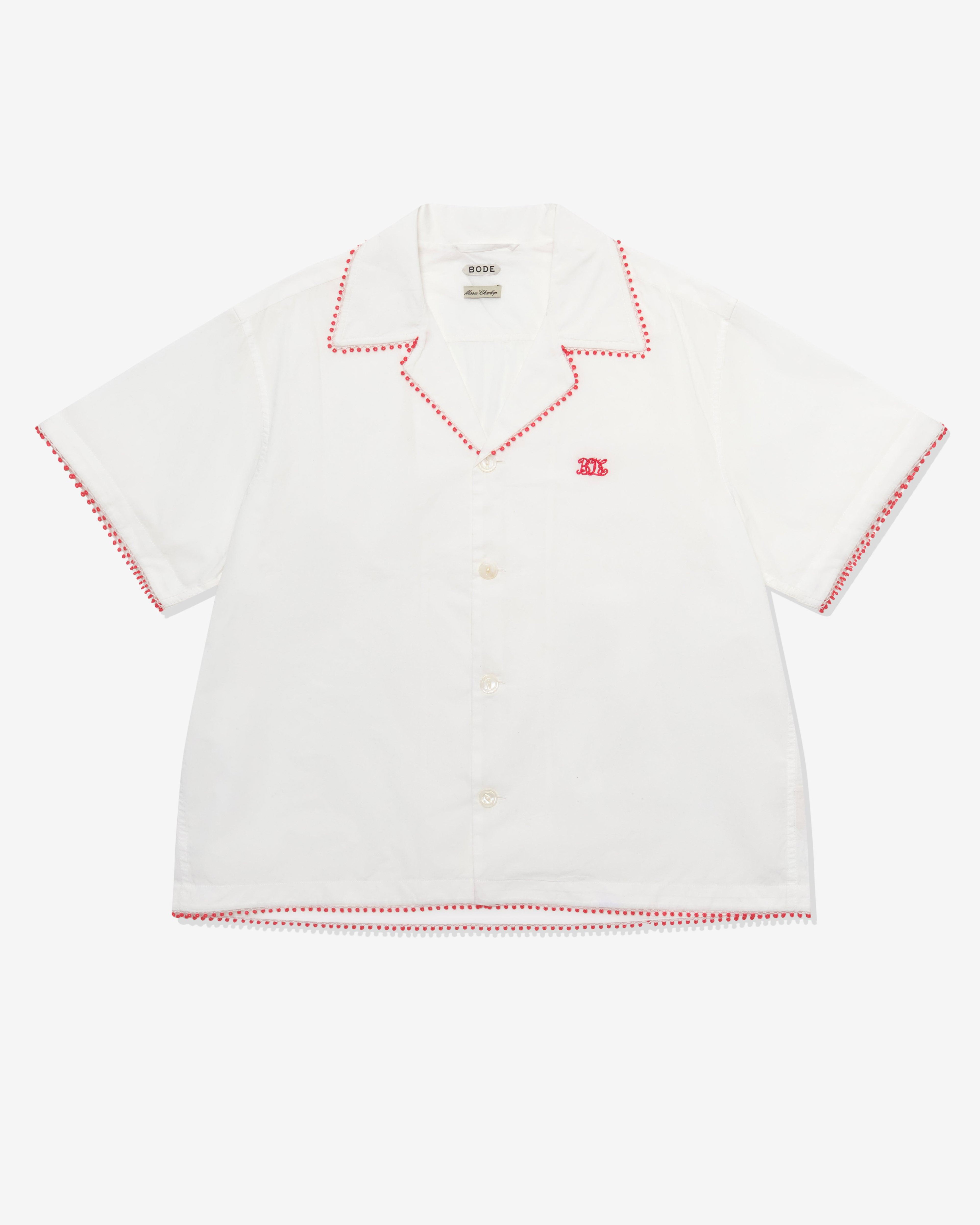 Bode - Men's Redbud Short Sleeve Shirt - (White) by BODE
