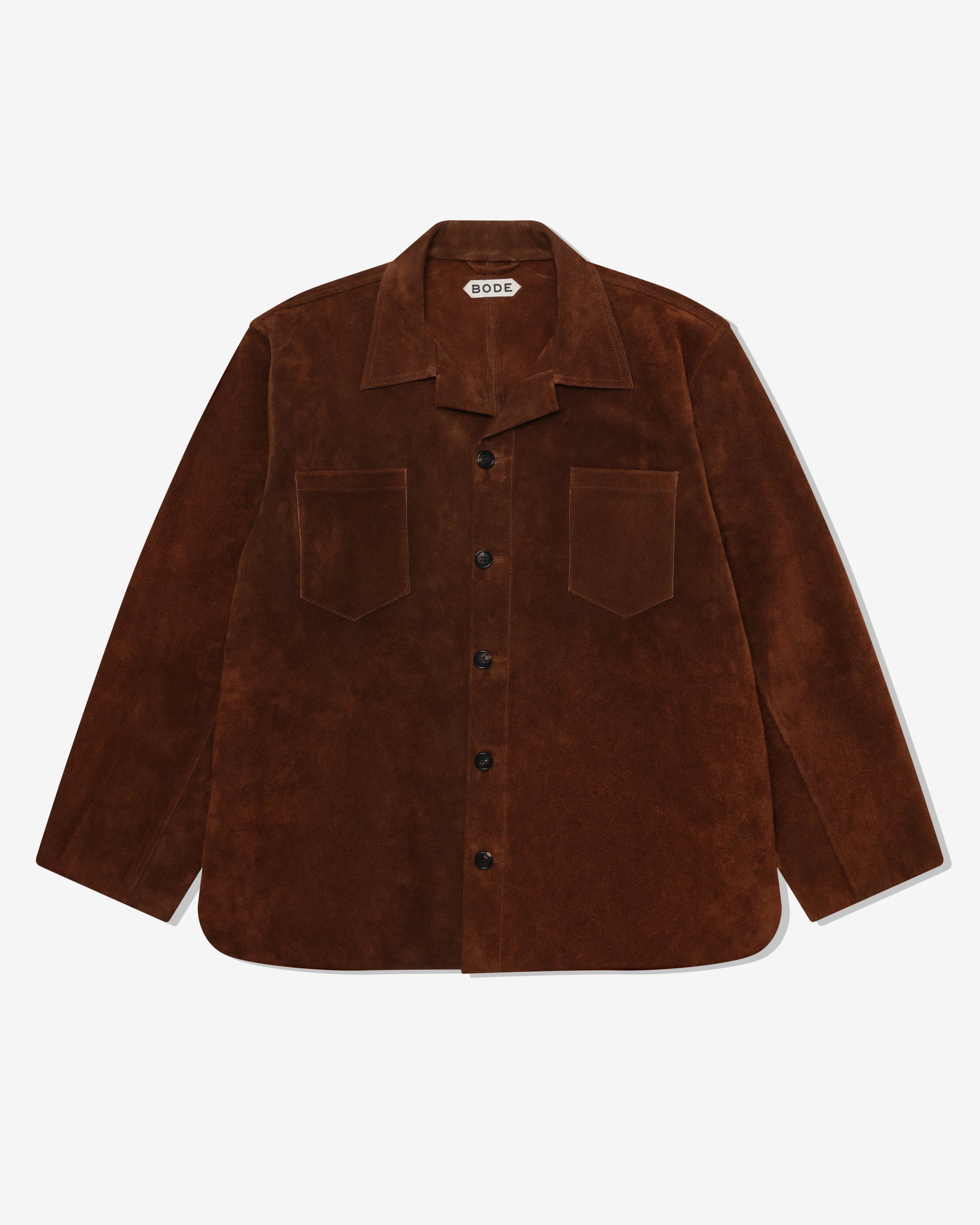 Bode - Men's Suede Overshirt - (Brown) by BODE