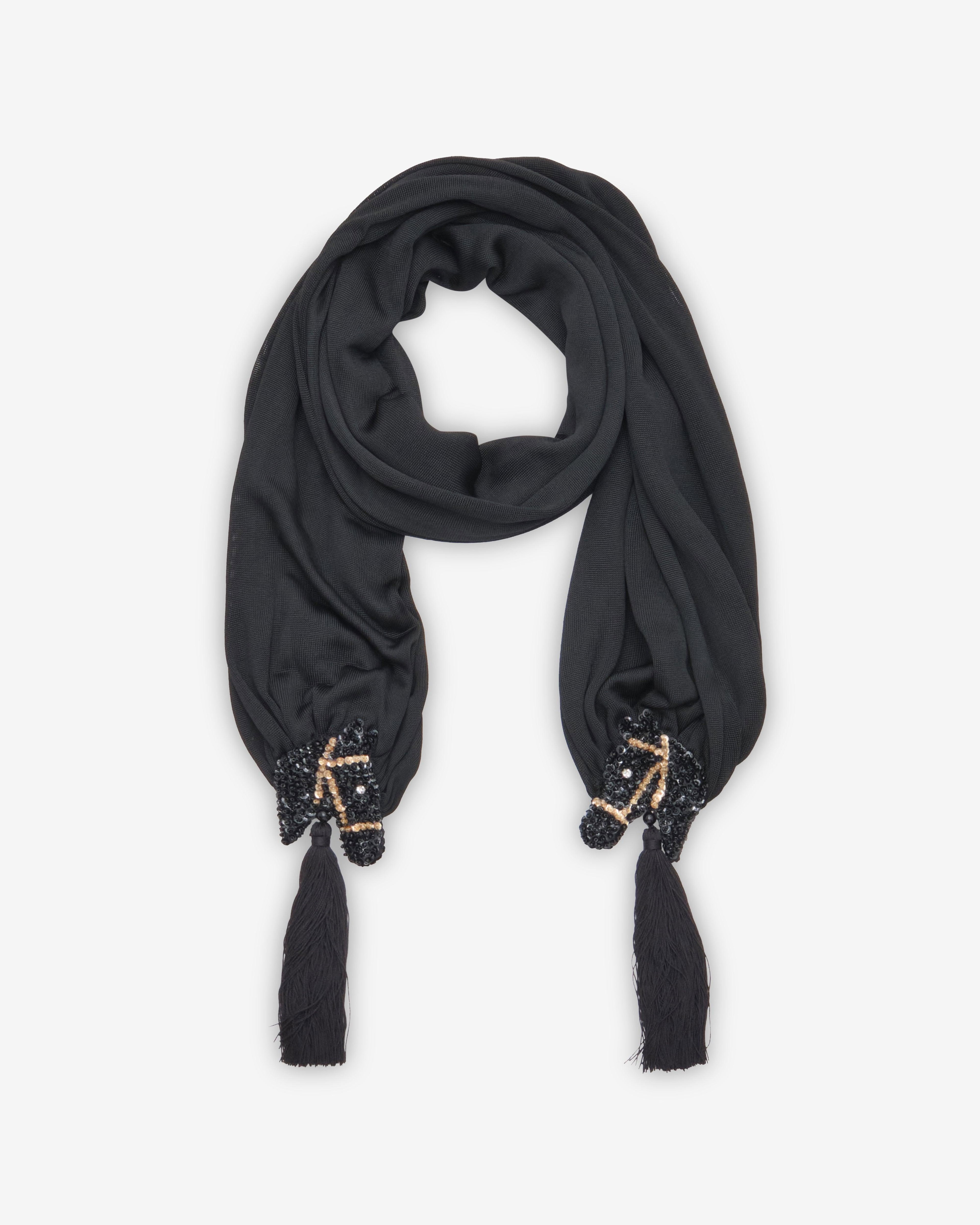 Bode - Women's Sequin Pony Scarf - (Black) by BODE