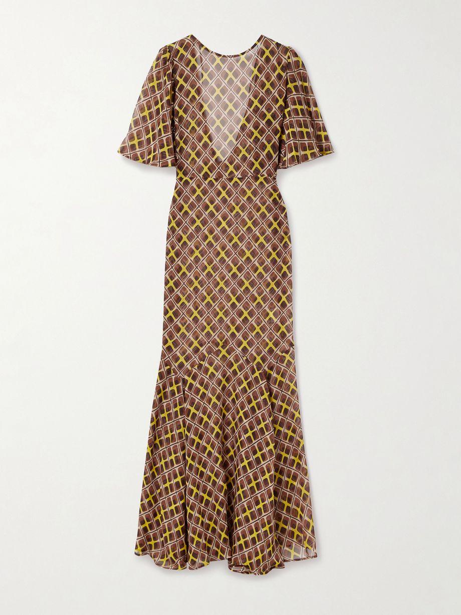 Cattail printed silk-blend chiffon gown by BODE Cattail printed silk-blend chiffon gown by BODE