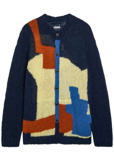 Chapeau colour-blocked brushed alpaca-blend cardigan by BODE