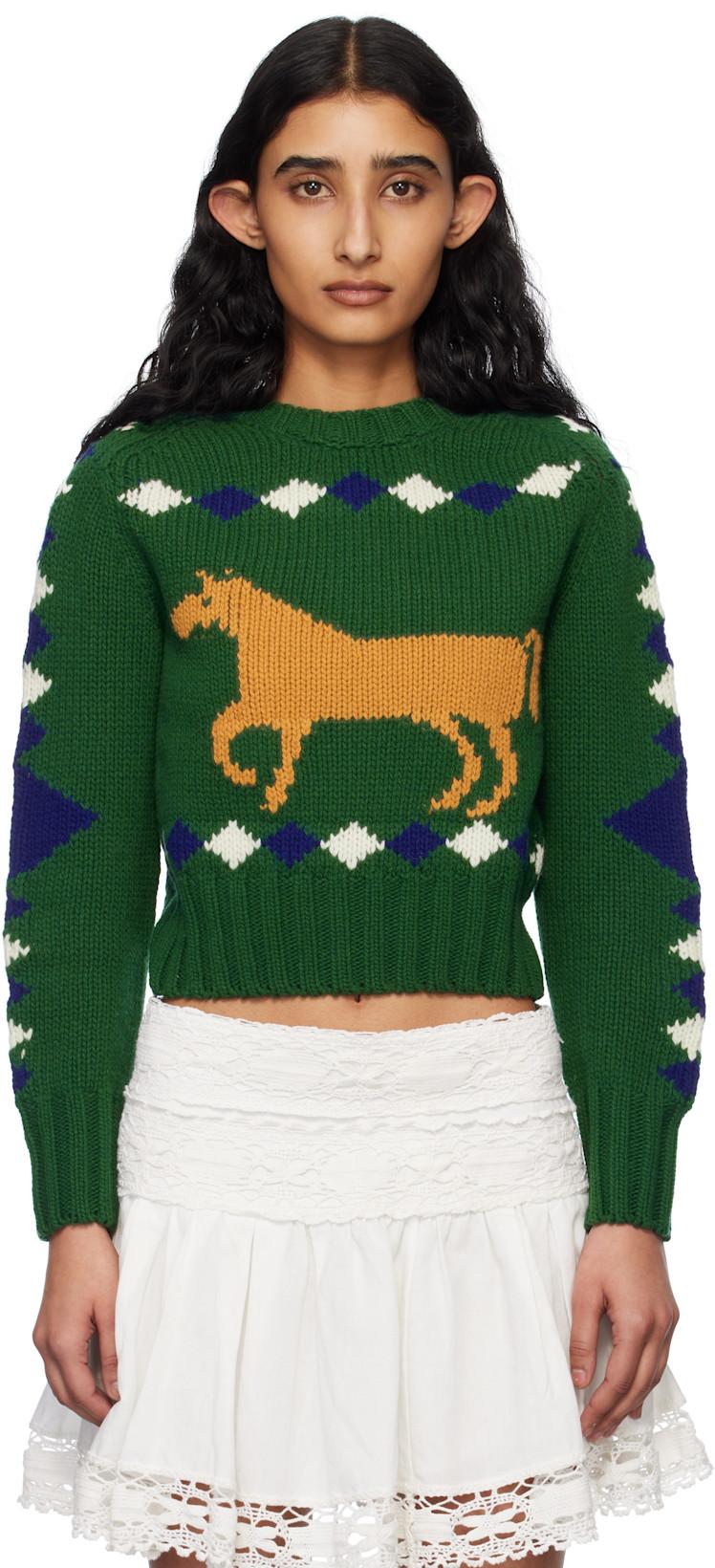 Green Diamond Corral Sweater by BODE