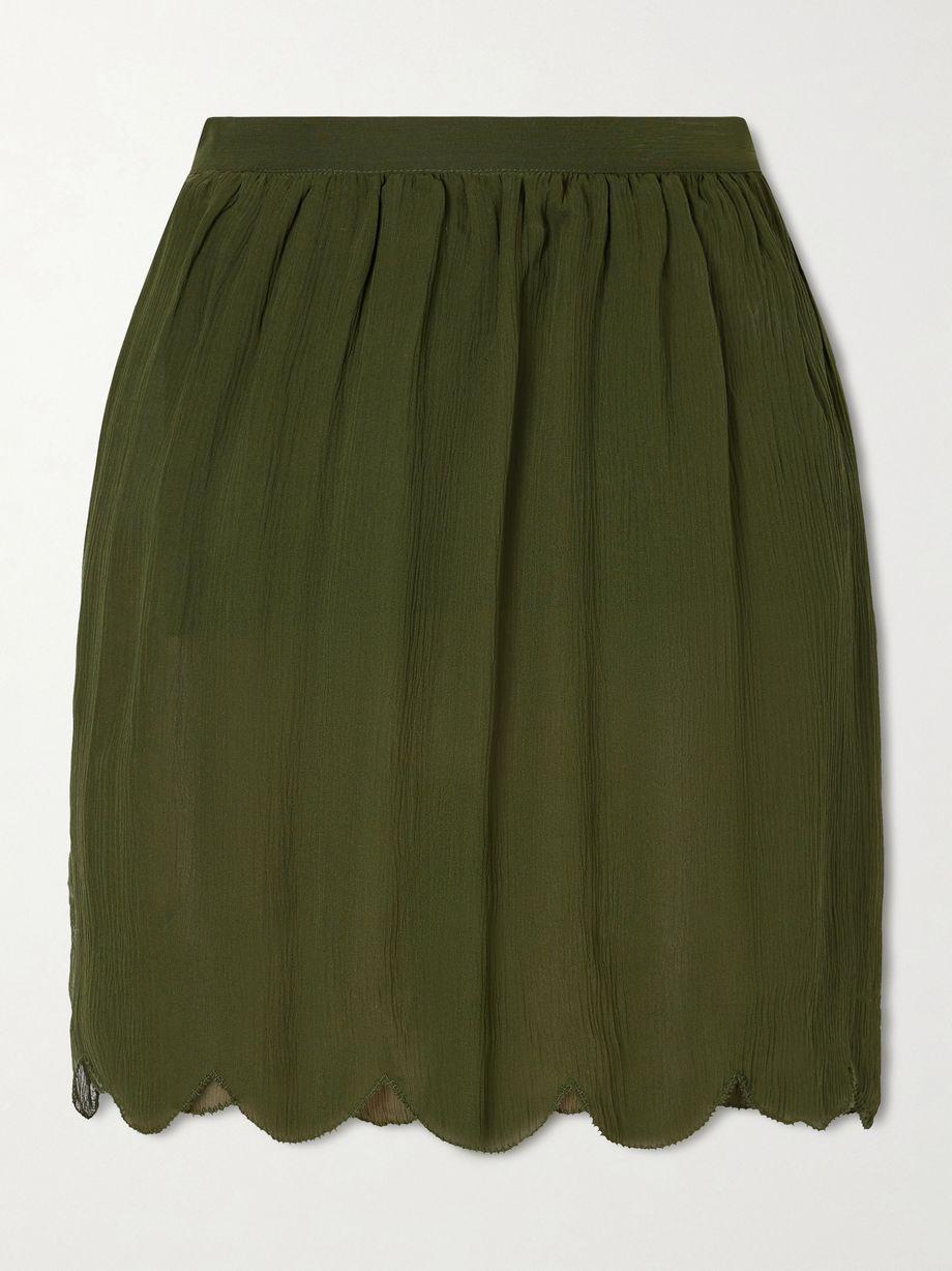 Mab scalloped gathered silk-crepon mini skirt by BODE