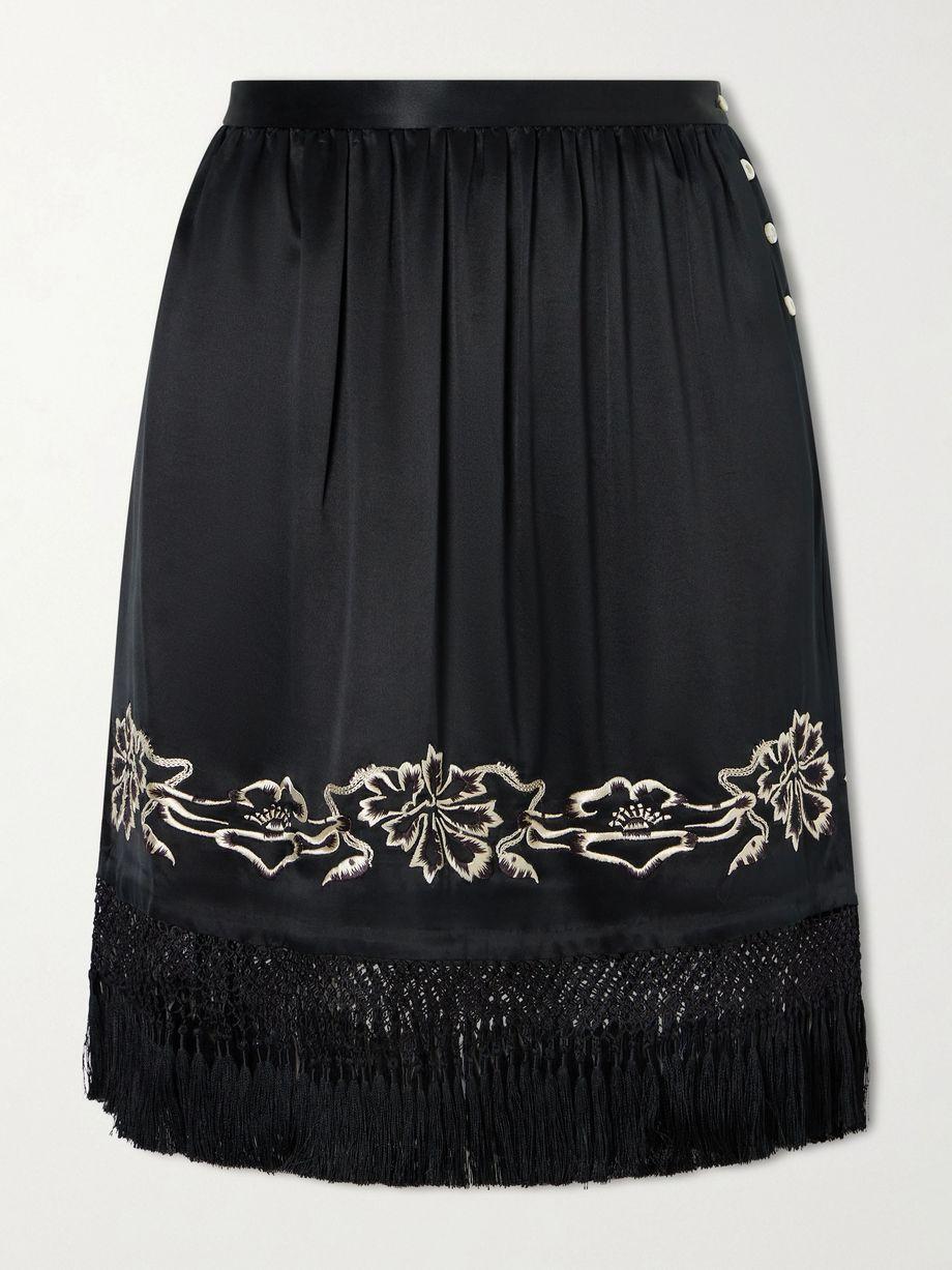Phantasm fringed embroidered silk-satin mini skirt by BODE
