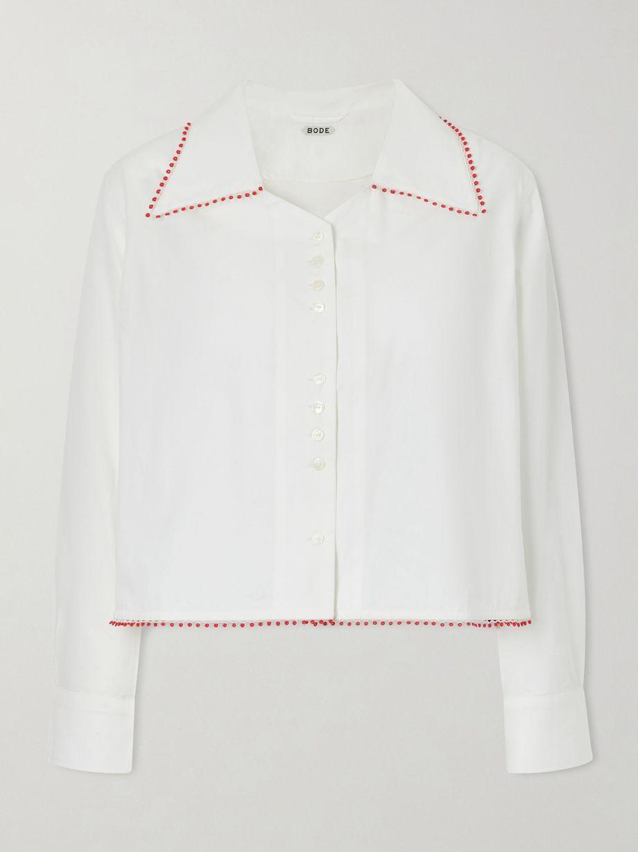 Redbud cropped embroidered cotton-poplin shirt by BODE