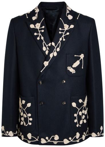 Snowdrop embroidered wool-blend blazer by BODE