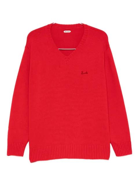 V-neck logo-embroidered sweater by BODE