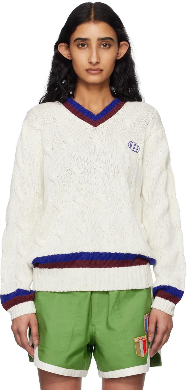 White Tennis Sweater by BODE
